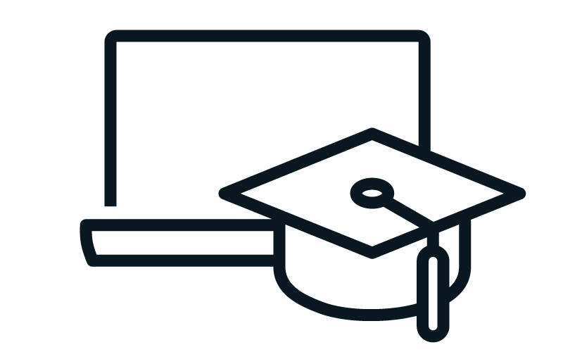 laptop logo with student hat